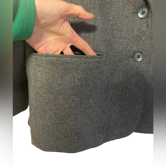 Cos Cob Women’s Vintage Dark Academia Wool Blend Gray Blazer sz16  Y2K - Picture 7 of 12